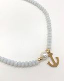 Hermosos chokers confeccionados en hilo ajustable, cristales,  charms de ancla en stainless steel y sepadores en goldfilled. 