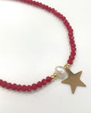Hermosos chokers confeccionados en hilo ajustable, cristales,  charms de estrella en stainless steel y sepadores en goldfilled. 