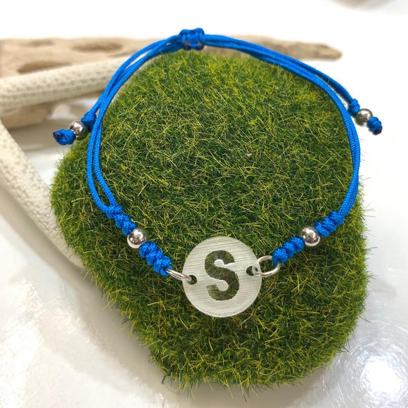 Pulsera Inicial Acrílico Plateado