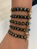 Pulsera Elástica de Frases Doradas